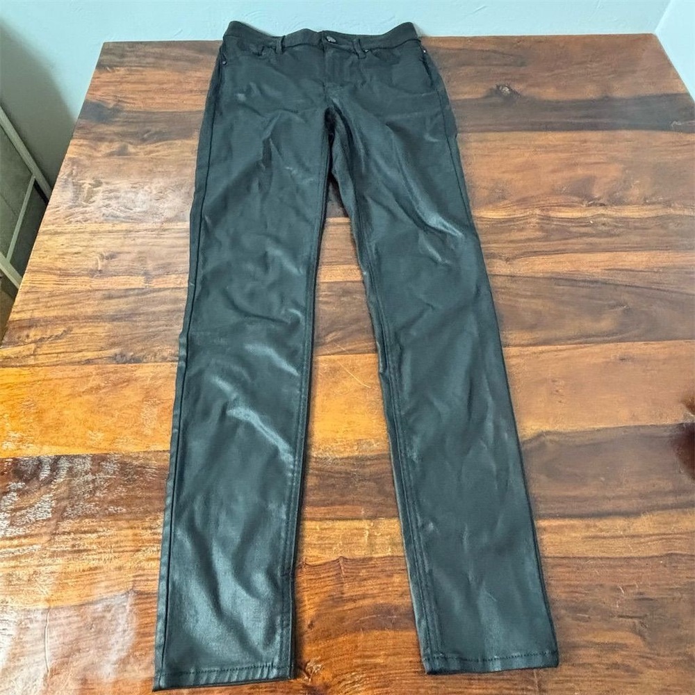 White House Black Market Women's Skinny Black Leather Jegging Pants Size 0